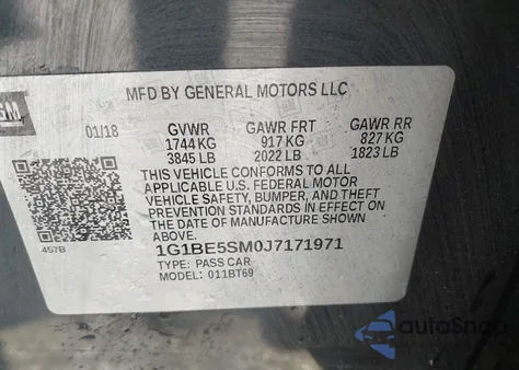 2018 Chevrolet Cruze Lt Auto from USA, damaged, VIN 1G1BE5SM0J7171971